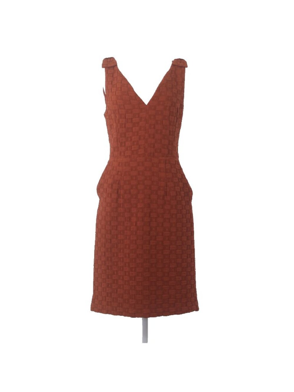Tabitha Dress Sz 4 Rust Orange Quilted Knit Lined Pockets Cotton Polyester Dress
